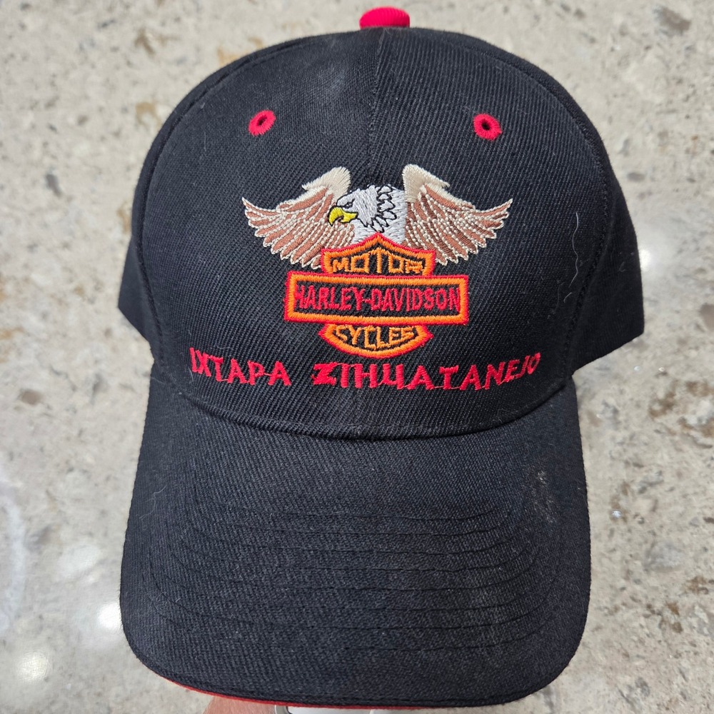 Harley Davidson Cycles Ixtapa Zihuatanejo Black Red Baseball Cap Hat